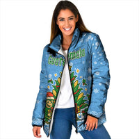 Guatemala Christmas Padded Jacket with Blue Christmas Monkey Tree Snowman and Snowflake - Wonder Print Shop