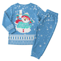 Guatemala Christmas Pajama Set with Blue Christmas Monkey Tree Snowman and Snowflake - Wonder Print Shop