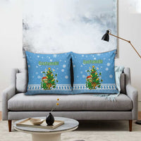 Guatemala Christmas Pillow Cover with Blue Christmas Monkey Tree Snowman and Snowflake - Wonder Print Shop