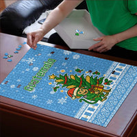 Guatemala Christmas Puzzle with Blue Christmas Monkey Tree Snowman and Snowflake - Wonder Print Shop