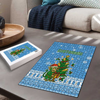 Guatemala Christmas Puzzle with Blue Christmas Monkey Tree Snowman and Snowflake - Wonder Print Shop