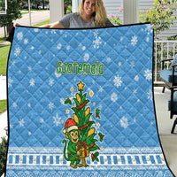 Guatemala Christmas Quilt with Blue Christmas Monkey Tree Snowman and Snowflake - Wonder Print Shop