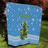 Guatemala Christmas Quilt with Blue Christmas Monkey Tree Snowman and Snowflake - Wonder Print Shop