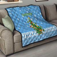 Guatemala Christmas Quilt with Blue Christmas Monkey Tree Snowman and Snowflake - Wonder Print Shop