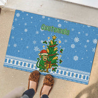 Guatemala Christmas Rubber Doormat with Blue Christmas Monkey Tree Snowman and Snowflake - Wonder Print Shop