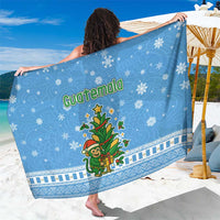 Guatemala Christmas Sarong with Blue Christmas Monkey Tree Snowman and Snowflake - Wonder Print Shop