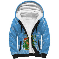 Guatemala Christmas Sherpa Hoodie with Blue Christmas Monkey Tree Snowman and Snowflake - Wonder Print Shop