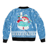 Guatemala Christmas Sleeve Zip Bomber Jacket with Blue Christmas Monkey Tree Snowman and Snowflake - Wonder Print Shop