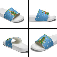 Guatemala Christmas Slide Sandals with Blue Christmas Monkey Tree Snowman and Snowflake - Wonder Print Shop