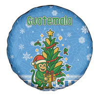 Guatemala Christmas Spare Tire Cover with Blue Christmas Monkey Tree Snowman and Snowflake - Wonder Print Shop