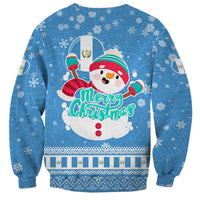 Guatemala Christmas Sweatshirt with Blue Christmas Monkey Tree Snowman and Snowflake - Wonder Print Shop