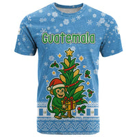 Guatemala Christmas T Shirt with Blue Christmas Monkey Tree Snowman and Snowflake - Wonder Print Shop