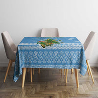 Guatemala Christmas Tablecloth with Blue Christmas Monkey Tree Snowman and Snowflake - Wonder Print Shop