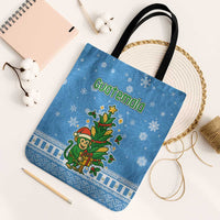 Guatemala Christmas Tote Bag with Blue Christmas Monkey Tree Snowman and Snowflake - Wonder Print Shop