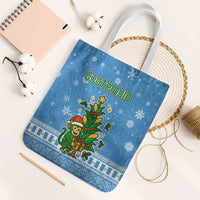 Guatemala Christmas Tote Bag with Blue Christmas Monkey Tree Snowman and Snowflake - Wonder Print Shop