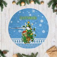 Guatemala Christmas Tree Skirt with Blue Christmas Monkey Tree Snowman and Snowflake - Wonder Print Shop