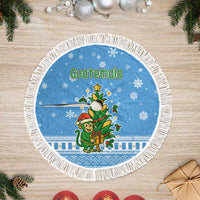 Guatemala Christmas Tree Skirt with Blue Christmas Monkey Tree Snowman and Snowflake - Wonder Print Shop