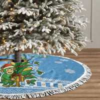 Guatemala Christmas Tree Skirt with Blue Christmas Monkey Tree Snowman and Snowflake - Wonder Print Shop