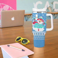 Guatemala Christmas Tumbler With Handle with Blue Christmas Monkey Tree Snowman and Snowflake - Wonder Print Shop