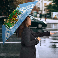 Guatemala Christmas Umbrella with Blue Christmas Monkey Tree Snowman and Snowflake - Wonder Print Shop