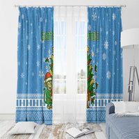 Guatemala Christmas Window Curtain with Blue Christmas Monkey Tree Snowman and Snowflake - Wonder Print Shop