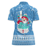 Guatemala Christmas Women Polo Shirt with Blue Christmas Monkey Tree Snowman and Snowflake - Wonder Print Shop