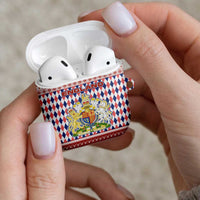 England Christmas AirPods Case with Red Blue White Diamond Pattern Santa and Coat of Arms - Wonder Print Shop