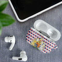 England Christmas AirPods Case with Red Blue White Diamond Pattern Santa and Coat of Arms - Wonder Print Shop