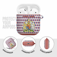 England Christmas AirPods Case with Red Blue White Diamond Pattern Santa and Coat of Arms - Wonder Print Shop