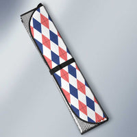 England Christmas Auto Sun Shade with Red Blue White Diamond Pattern Santa and Coat of Arms - Wonder Print Shop