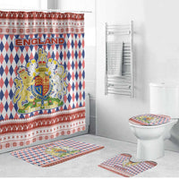 England Christmas Bathroom Set with Red Blue White Diamond Pattern Santa and Coat of Arms - Wonder Print Shop