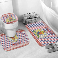 England Christmas Bathroom Set with Red Blue White Diamond Pattern Santa and Coat of Arms - Wonder Print Shop
