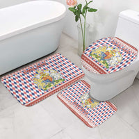 England Christmas Bathroom Set with Red Blue White Diamond Pattern Santa and Coat of Arms - Wonder Print Shop