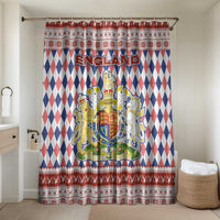 England Christmas Bathroom Set with Red Blue White Diamond Pattern Santa and Coat of Arms - Wonder Print Shop