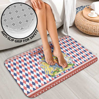 England Christmas Bathroom Set with Red Blue White Diamond Pattern Santa and Coat of Arms - Wonder Print Shop