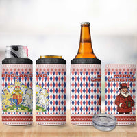 England Christmas 4 in 1 Can Cooler Tumbler with Red Blue White Diamond Pattern Santa and Coat of Arms - Wonder Print Shop