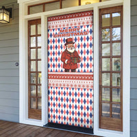 England Christmas Door Cover with Red Blue White Diamond Pattern Santa and Coat of Arms - Wonder Print Shop