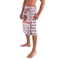 England Christmas Lavalava with Red Blue White Diamond Pattern Santa and Coat of Arms - Wonder Print Shop