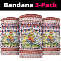 England Christmas Neck Gaiter with Red Blue White Diamond Pattern Santa and Coat of Arms - Wonder Print Shop