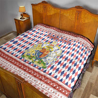 England Christmas Quilt with Red Blue White Diamond Pattern Santa and Coat of Arms - Wonder Print Shop