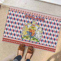 England Christmas Rubber Doormat with Red Blue White Diamond Pattern Santa and Coat of Arms - Wonder Print Shop