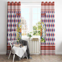England Christmas Window Curtain with Red Blue White Diamond Pattern Santa and Coat of Arms - Wonder Print Shop