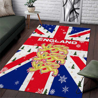 England Christmas Area Rug with Red White Blue Santa Bus Tree and Three Lions Design - Wonder Print Shop