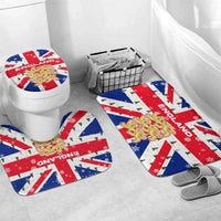 England Christmas Bathroom Set with Red White Blue Santa Bus Tree and Three Lions Design - Wonder Print Shop