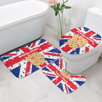 England Christmas Bathroom Set with Red White Blue Santa Bus Tree and Three Lions Design - Wonder Print Shop