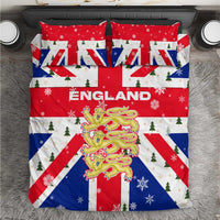 England Christmas Bedding Set with Red White Blue Santa Bus Tree and Three Lions Design - Wonder Print Shop