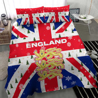 England Christmas Bedding Set with Red White Blue Santa Bus Tree and Three Lions Design - Wonder Print Shop