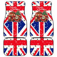 England Christmas Car Mats with Red White Blue Santa Bus Tree and Three Lions Design - Wonder Print Shop
