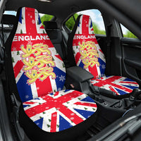 England Christmas Car Seat Cover with Red White Blue Santa Bus Tree and Three Lions Design - Wonder Print Shop