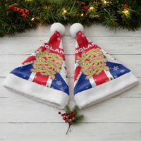 England Christmas Santa Hat with Red White Blue Santa Bus Tree and Three Lions Design - Wonder Print Shop